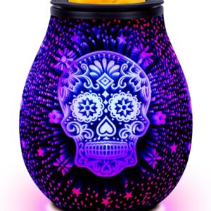 EQUSUPRO Wax Melt Warmer Wax Melter Wax Burner for Scented Wax Melts Electric Fragrance Warmer for Wax Cubes & Tarts, Vivid 3D Design 7 Colors LED Light Gift & Decor for Home Office (3D Skeleton)