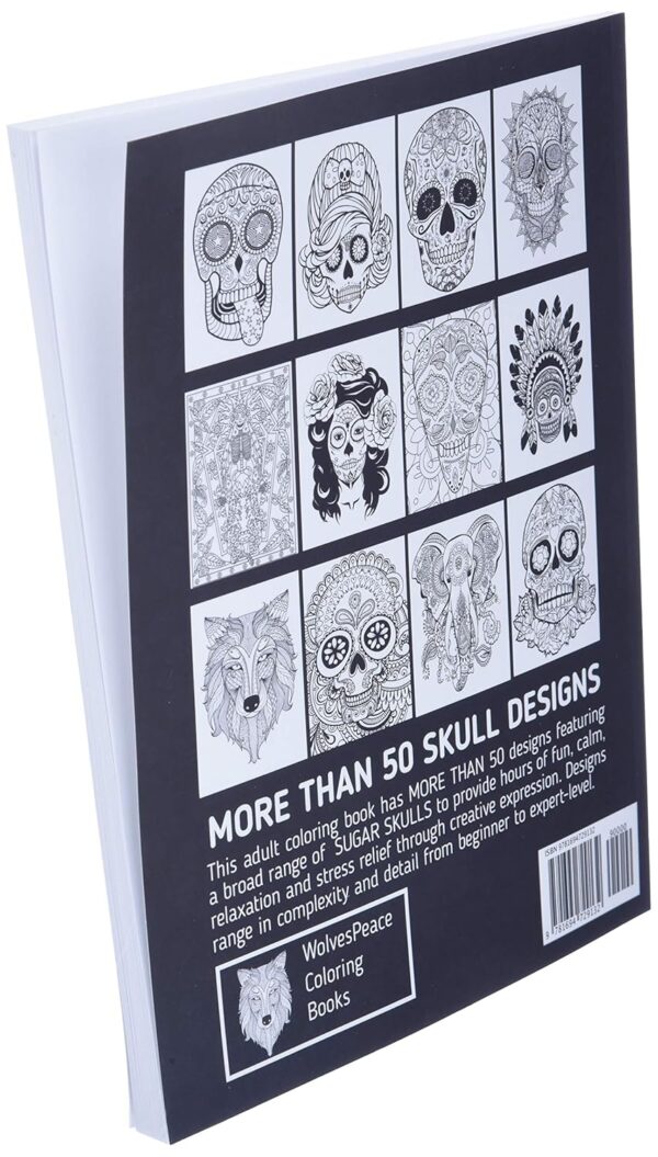 Sugar Skulls Coloring Book for Adults: 50 Plus Designs Inspired by Día de Los Muertos Skull Day of the Dead Easy Patterns for Anti-Stress and Relaxation Single-sided Pages Resist Bleed-Through - Image 3