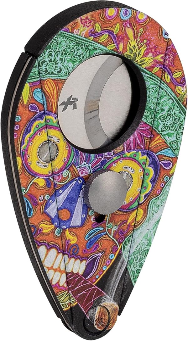 Xikar Xi2 Cigar Cutter Calavera Global NFT Gallery Series Dia de Los Muertos Sugar Skull Art Portrait Double Guillotine Action 440 Stainless Steel Blades Cuts 54 to 60 Ring Gauge Cigars - Image 2