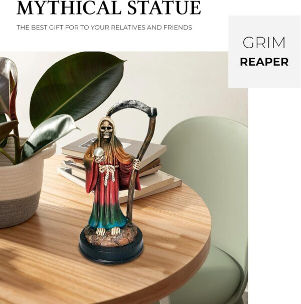 Santa Muerte Statue 5 inch, Grim Reaper Statue in Rainbow Robe, Reaper Figurine of Holy Death - Image 4