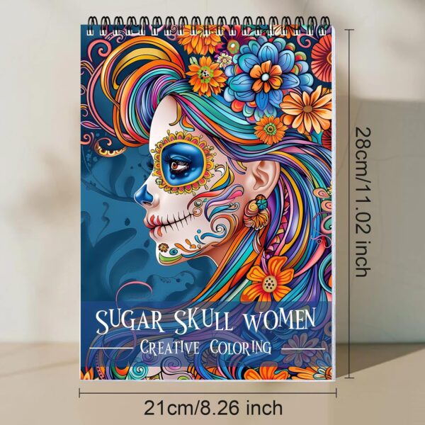 Sugar Skull Women Coloring Book for Adult Spiral Bound, Adult Coloring Book for Women Relaxation, Thick Paper 24 Pages One Sided Design, Mindfulness Easter Gifts for Adults - Image 6