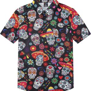 COSLAND Boys' Short Sleeve Button Down Shirts, Kids Novelty Top, X-Small-Large