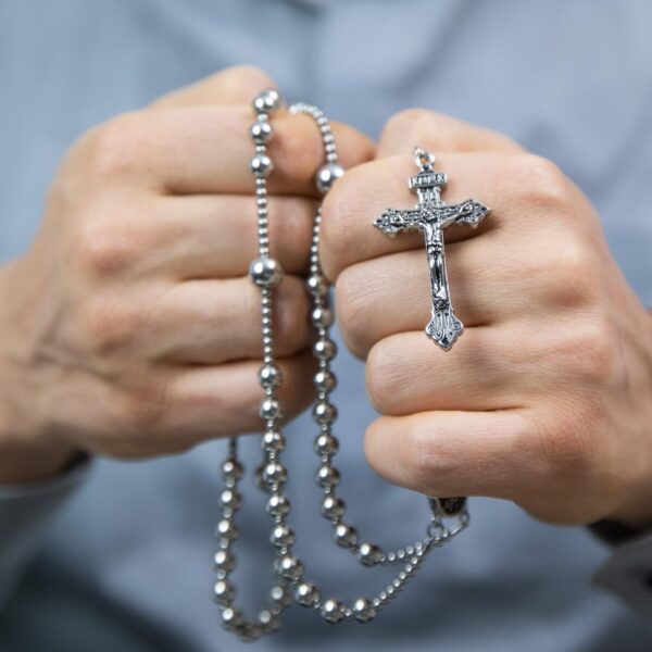 WWI Military rosary beads catholic, Stainless Steel Rosary, Antique Rosarios Catolicos para Hombre, Solid Warrior, Tactical Rosary with Seven Sorow Medal and Pardon Crucyfix - Image 7