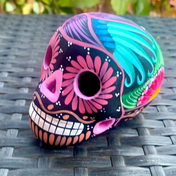 Artesano Valentine's Collection Ceramic (NOT Resin) Hand-Painted Mexican Sugar Skull | Terracotta Clay | ONE 3" Calavera Dia de Los Muertos Day of The Dead Cinco de Mayo [Random Color SP] - Image 5