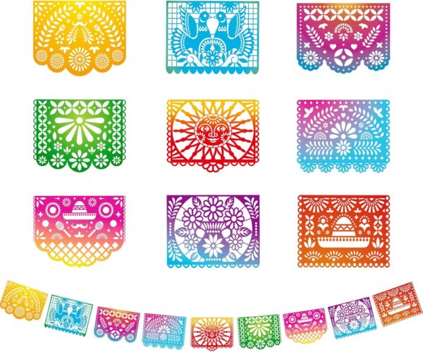 Mexican Party Banners, Papel Picado Banner - Cinco de Mayo, Fiesta Party Decorations, Dia De Los Muertos Decor, Day of The Dead Decorations, 5 Packs 82 Ft Long - Image 2