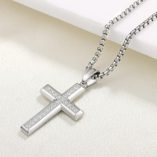 YL Men's Cross Necklace 316L Stainless Steel Jesus Ankh Pendant Rolo Chain Jewelry - Image 3