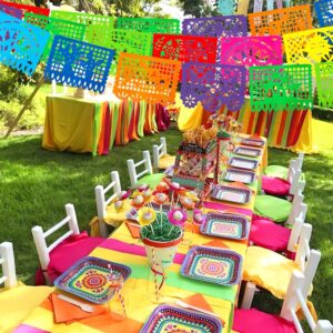 DomeStar Mexican Party Decoration, 18 Feet Plastic Papel Picado Fiesta Banner Cinco de Mayo Garland for Mexican Birthday Party Supplies
