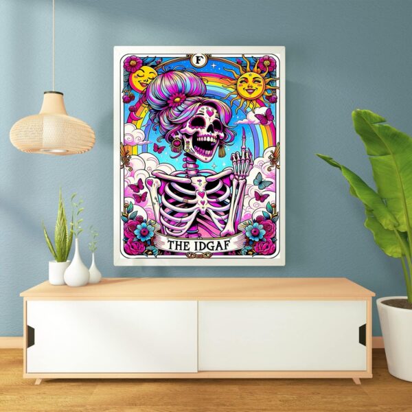 Skull Diamond Art Kits for Adults, Skeleton Diamond Painting Kits for Adults, The IDGAF 5D DIY Paint by Diamond Round Full Drill Home Wall Decor Gift 12x16In - Image 2