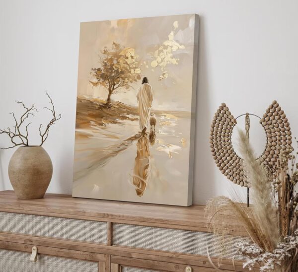 Jesus Lamb Canvas Wall Art Bible story Jesus Leaves the 99 Sheep Painting Picture Wall Decor Christ Jesus and the Sheep Walking on Water Poster Print for Church Living Room Bedroom Home Decoration - Image 2
