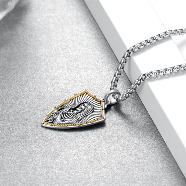 Masonic/Cross/Compass/St Michael/St Christopher/Santa Muerte/Star of David Pendant Necklace 925 Sterling Silver Shields Necklace for Men Women with 22"+2" Rolo Chain - Image 3