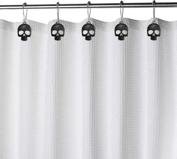 Set of 12 Sugar Skull Shower Curtain Hooks Decorative Home Bathroom Stainless Steel Rustproof Skeletons Shower Curtain Rings Decor Accessories (Black) - Image 6