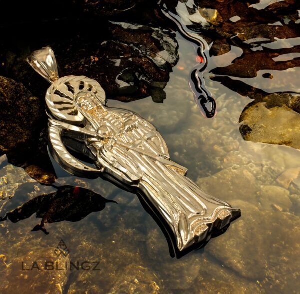 LA BLINGZ 14K Yellow Gold Santa Muerte DC Pendant - Image 3