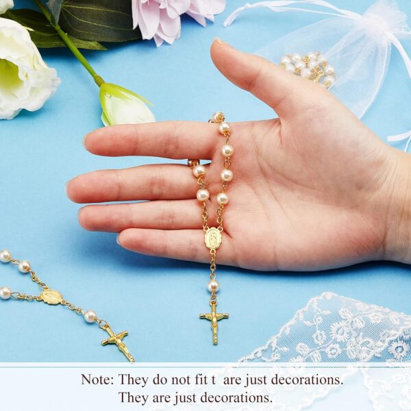 Hicarer 12 Pieces Baptism Rosary Mini Rosary Baptism Favors Centerpieces for Party on Table Christening Favors Communion Favors Weddings Party Favors(Gold) - Image 4