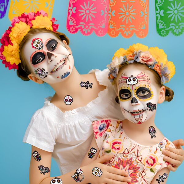 BeYumi 1000Pcs Day of The Dead Stickers Dia de Los Muertos Colorful Sugar Skull Skeleton Cat Stickers Waterproof Halloween Mexican Fiesta Stickers Decals for Laptop Water Bottle Kids Party Supplies - Image 4