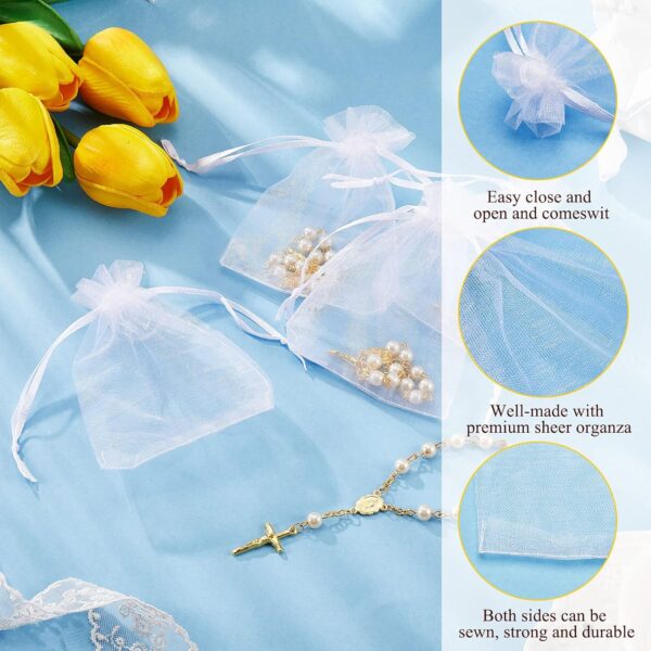 Hicarer 12 Pieces Baptism Rosary Mini Rosary Baptism Favors Centerpieces for Party on Table Christening Favors Communion Favors Weddings Party Favors(Gold) - Image 3