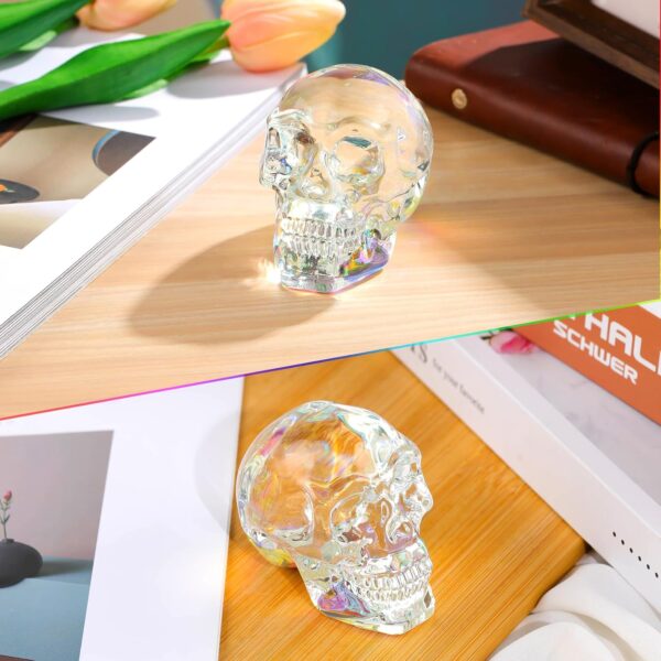 Ornalrist Crystal AB-Color Skull Head Figurines - Gifts for Skull, Witchy Lovers Men, Women, Halloween Day of The Dead Decor - Gifts Box 2.8inch - Image 2