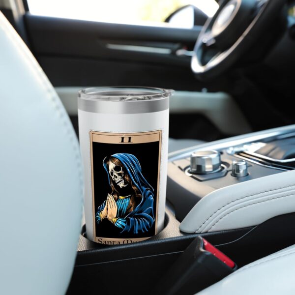 Praying La Calavera Catrina - Santa Muertes Tarot Art Print Stainless Steel Insulated Tumbler - Image 6