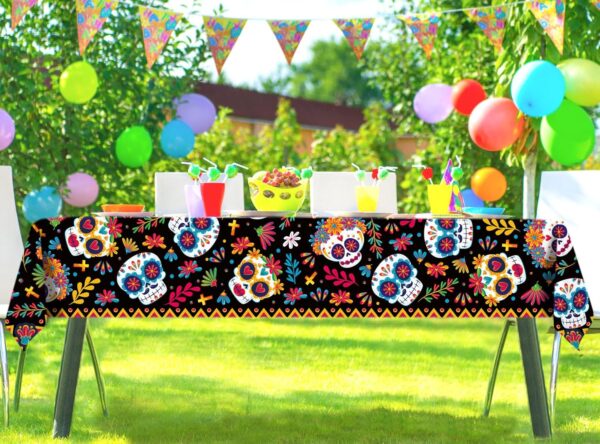Dia DE Los Muertos Tablecloth Day of The Dead Sugar Skull Decor Mexican Fiesta Halloween Themed Party Decoration Kitchen Dining Room Table Cloth (60" x 104") - Image 5