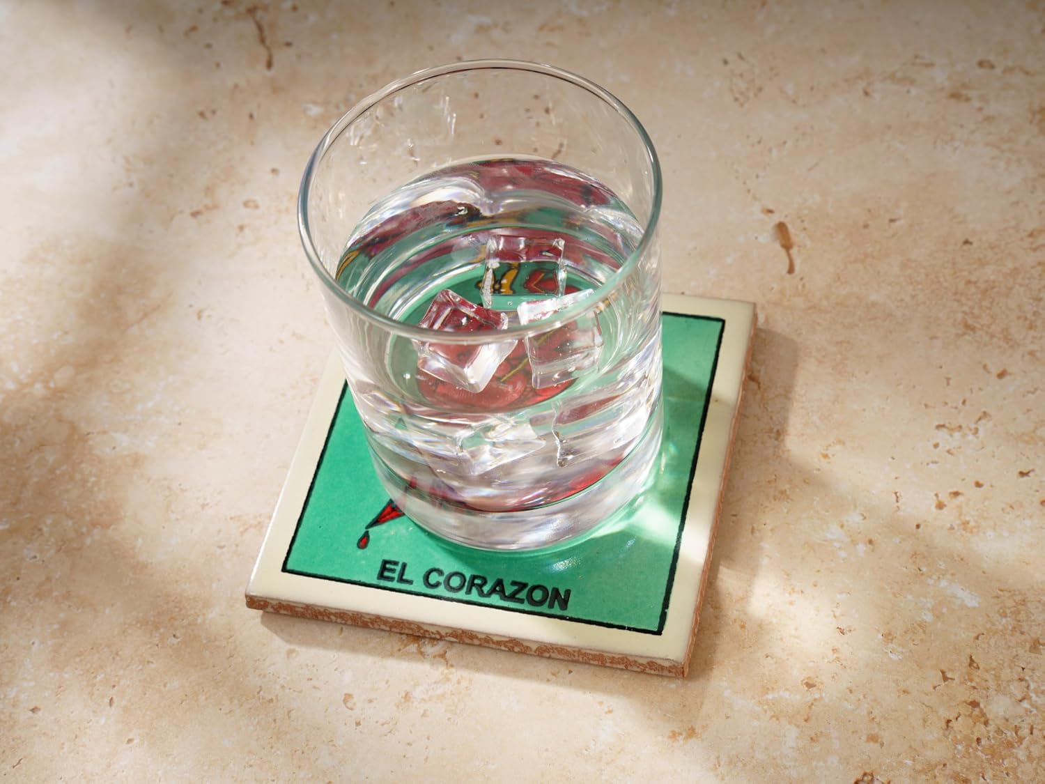 Loteria Mexican Bingo Game Ceramic Tile Coasters, Talavera Handpainted Mexico Art, Dia De Los Muertos Skeleton, Devil, Skull Designs, Kitchen Decor, Drink Coasters (El Corazon - The Heart) - Image 3