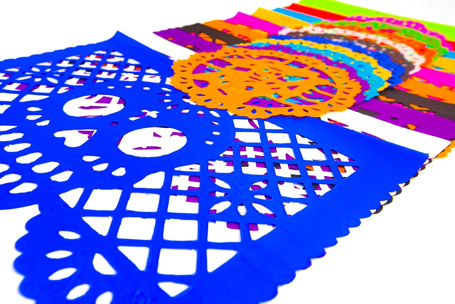 Dia de Muertos / Day of the Dead, 30 Frontales and 10 Small Round Placemats, Altar de Ofrendas Decoration, Tissue Mexican Papel Picado. - Image 9