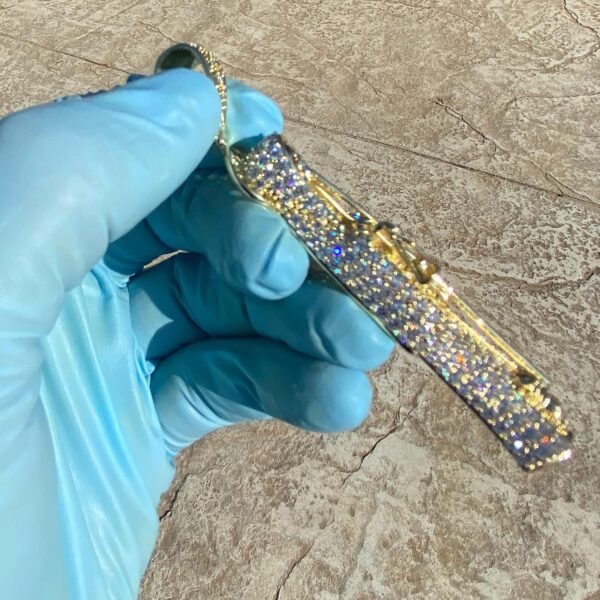 Bling Cartel Big La Santa Muerte Hip Hop Pendant Iced Charm Flooded Out 14K Gold Finish Large 3.5inches Inch - Image 6