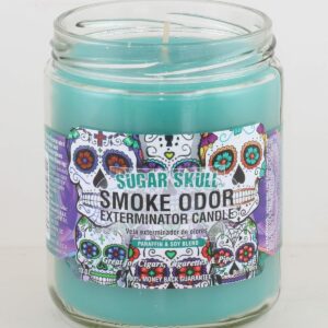 Smoke Odor Exterminator 13oz Jar Candles Sugar Skull, Pack of 2