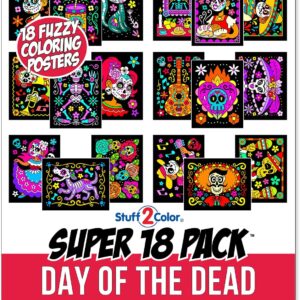 Super Pack of 18 Fuzzy Velvet Coloring Posters (Kids Themed - Day of the Dead) - Halloween and Dia de Los Muertos Coloring Crafts Activity for Toddlers, Kids & Adults - Great Family Fun Art Project