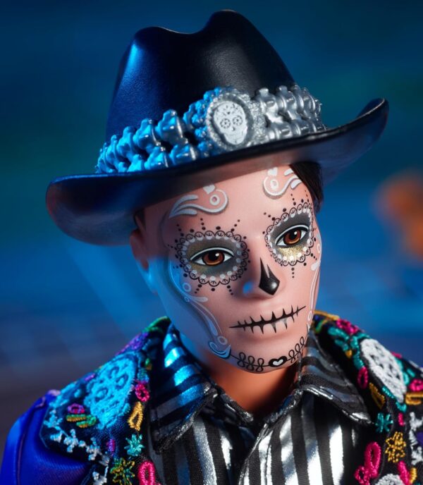 Barbie Signature Ken Fashion Doll, 2023 Dia de Muertos Collectible with Blue Jacket, Black Hat & Doll Stand - Image 2