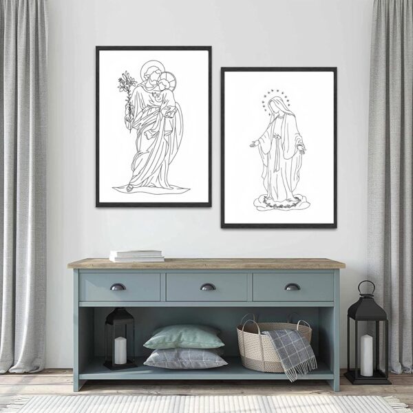 Blessed Virgin Joseph Our lady of Guadalupe Church God Catholic Wall Decor Baby Posters Canvas Wall Art Christian Line Minimalist pictures Religious Paintings Prints ModernArtwork Unframe8x10in. - Image 3