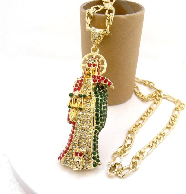 Mai & Claire 925 Sterling Silver Santa Muerte Necklace For Men And Women - 14K Gold Filled Punk Skull Death La Santa Muerte Pendant Gothic Zirconia Religious Hip Hop Amulet, Memento Mori Necklace - Image 5