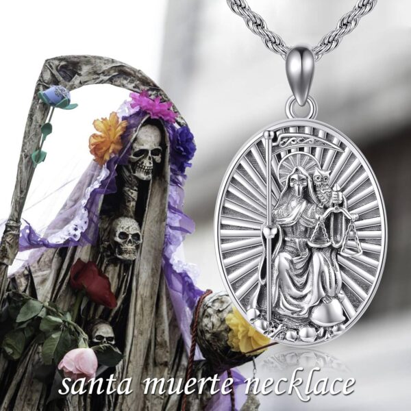 YAFEINI S925 Sterling Silver Necklace Santa Muerte/Satanic Goat Star of David Jewelry for Man - Image 6