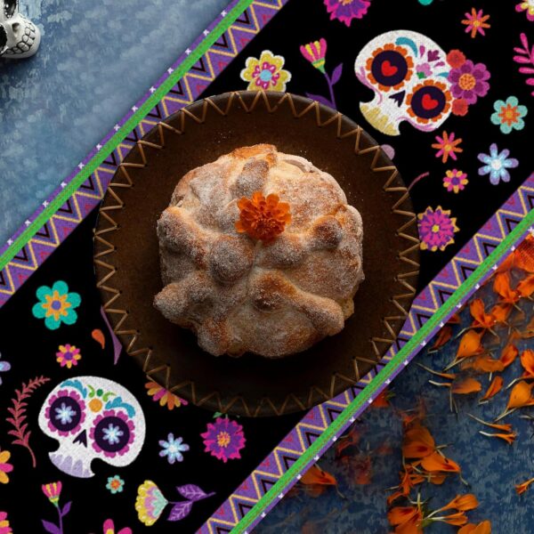 Day of The Dead Table Runner 72 x 13 Inch Decorations, Dia De Los Muertos Sugar Skull Mexican Fiesta Carnival Table Cover Decor, Rustic Linen Altar Themed Party Supplies for Home Kitchen Dining Mantel - Image 7