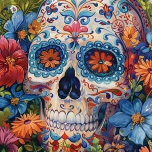 Strange Sugar Skulls 5D DIY Diamond Painting Kits Full Drill, Day of Dead Diamond Painting Kits Art, Diamond Painting Craft for Home Office Wall Decor 12x16 inch