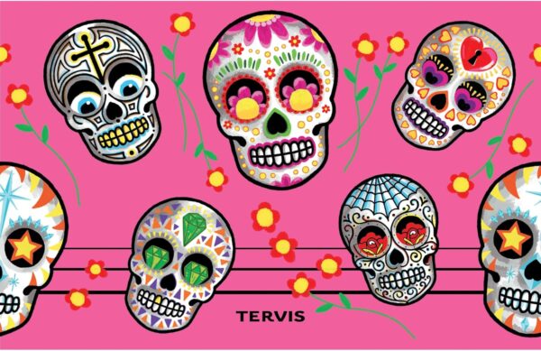 Tervis Traveler Colorful Sugar Skulls Triple Walled Insulated Tumbler Travel Cup Keeps Drinks Cold & Hot, 30oz with Straw Lid, Stainless Steel - Image 2