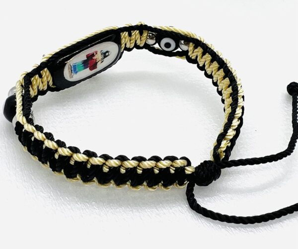 Pulsera de Santa Muerte metal Plateada e imagen Santa Muerte 7 potencias doble tejida Bk/Gl - Image 3