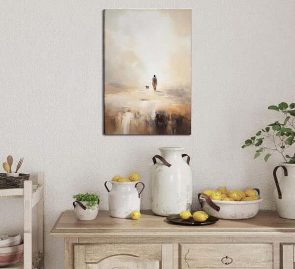 Christian Canvas Wall Art Jesus Leaves The 99 Sheep Bible Parable Story Lost Sheep Religion Painting Picture Wall Decor Poster Print for Living room Bedroom Office Home Decoration - Image 3