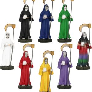 Cannan 8 Pcs Mini Santa Muerte 4" Holy Death Grim Reaper Figurines