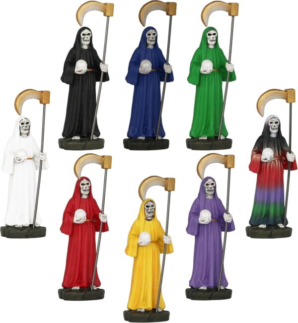 Cannan 8 Pcs Mini Santa Muerte 4" Holy Death Grim Reaper Figurines