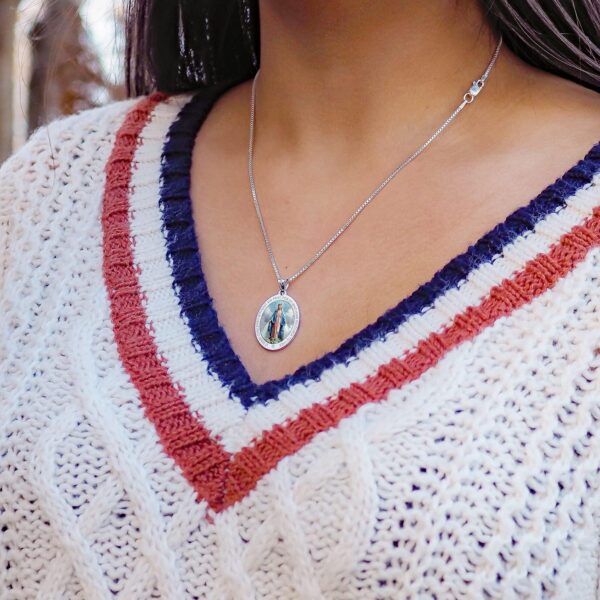 PicturesOnGold.com Miraculous Medal Oval Pendant in 10K/14K Yellow or White Gold & Sterling Silver - Unisex Christian Virgin Mary Pendant - Perfect for First Communion or Confirmation Gifts - Image 5