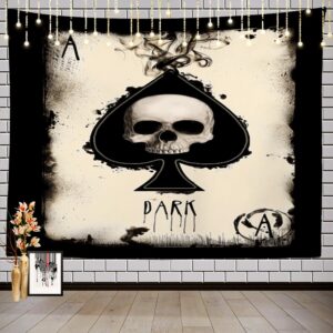 Batmerry Skull Tapestry, Santa Muerte Tarot Picnic Mat Hippie Trippy Tapestry Wall Art Meditation Decor for Bedroom Living Room Dorm, 51.2 x 59.1 Inches, Fashion Retro