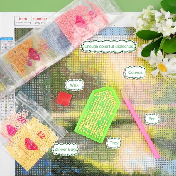 GOLDyyFROG 5D Skull Flower Diamond Painting Kits for Adults Beginner, Day of The Dead Sugar Skull DIY Full Round Drill by Number Kits Arts and Crafts for Home Wall Decor Gifts 12x16 inch - Image 4