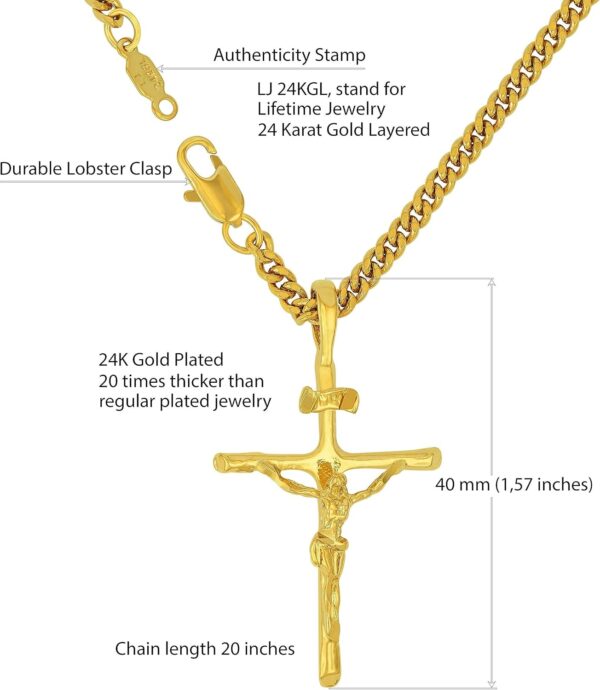 LIFETIME JEWELRY Classic Cross Necklace Chain for Men & Women 24k Real Gold Plated - Image 4
