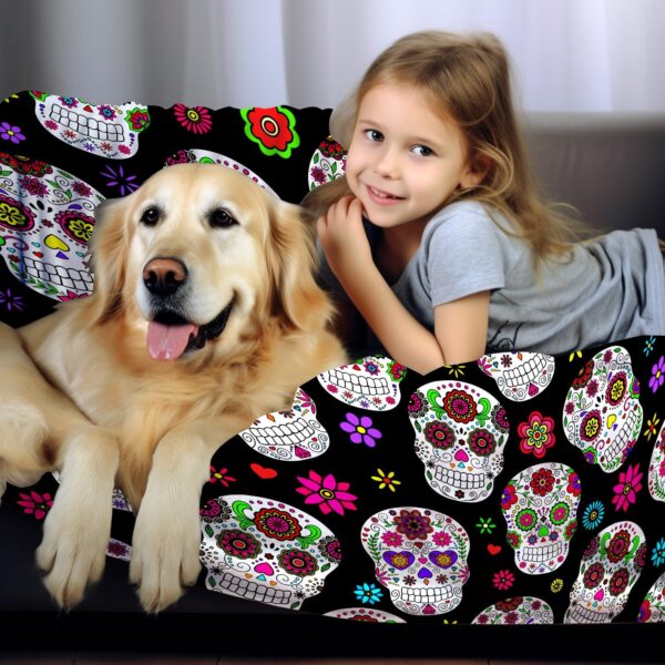 Sugar Skull Gifts for Women,Unique Skull Blanket for Adults Men Kids Girls,Skull Blankets and Throws for Home Bed Sofa Couch Christmas Halloween Best Gifts 50"x40" - Image 4