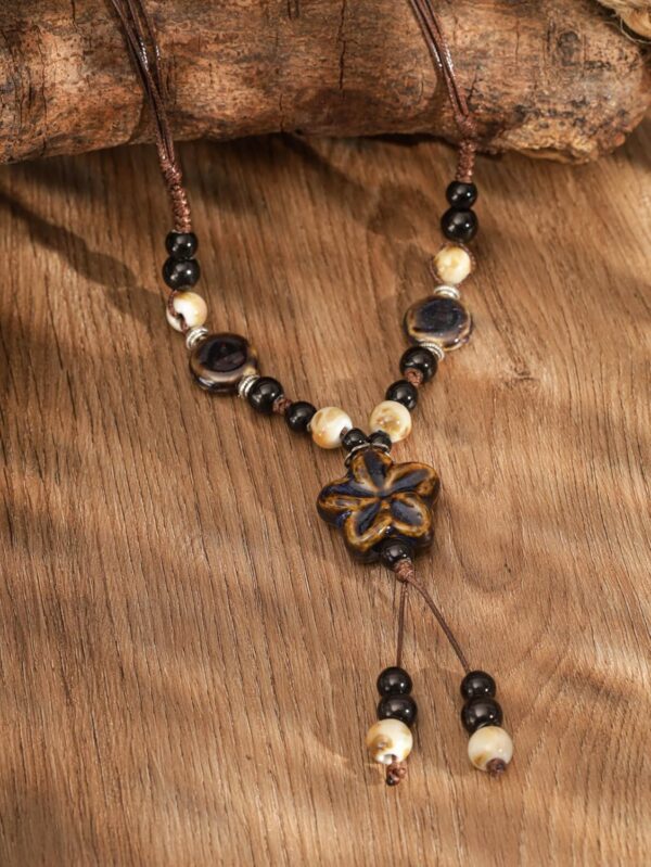 MINACHI Boho Hippie Colorful Ceramic Beads Star Charm Y Necklace, Bohemian Summer Statement Jewelry Gift for Women - Image 3