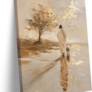 Jesus Lamb Canvas Wall Art Bible story Jesus Leaves the 99 Sheep Painting Picture Wall Decor Christ Jesus and the Sheep Walking on Water Poster Print for Church Living Room Bedroom Home Decoration