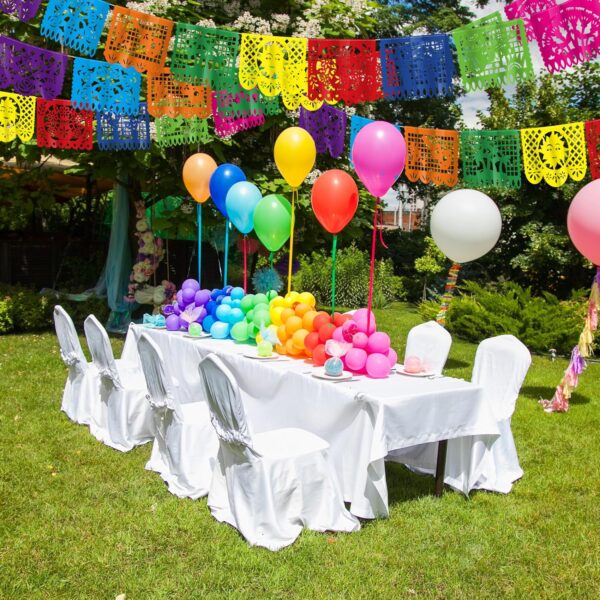 18 FT Cinco De Mayo Party Decorations, 1 Pack Fiesta Banner with 9 Plastic Papel Picado, Colorful Mexican Theme Party Flag Banner Dia De Los Muertos Day of the Dead Hanging Decor Home Party Supplies - Image 5