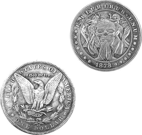 Santa Muerte Novelty V8 Good Luck Heads & Tails Vintage Novelty Hobo Token Coin - Image 3