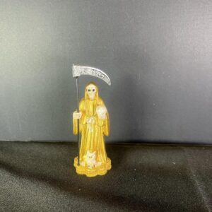 3" Santa Muerte Skull Coin Base Figures, Gold Robe, Mini