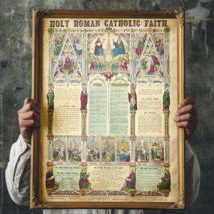 Holy Roman Catholic Faith Gifts Women Men - 1870 Spiritual Religious Wall Art Decor Home Classroom Decorations - 16x20 - Artwork Spirit Poster Bible Verses, Prayer Ten Commandments