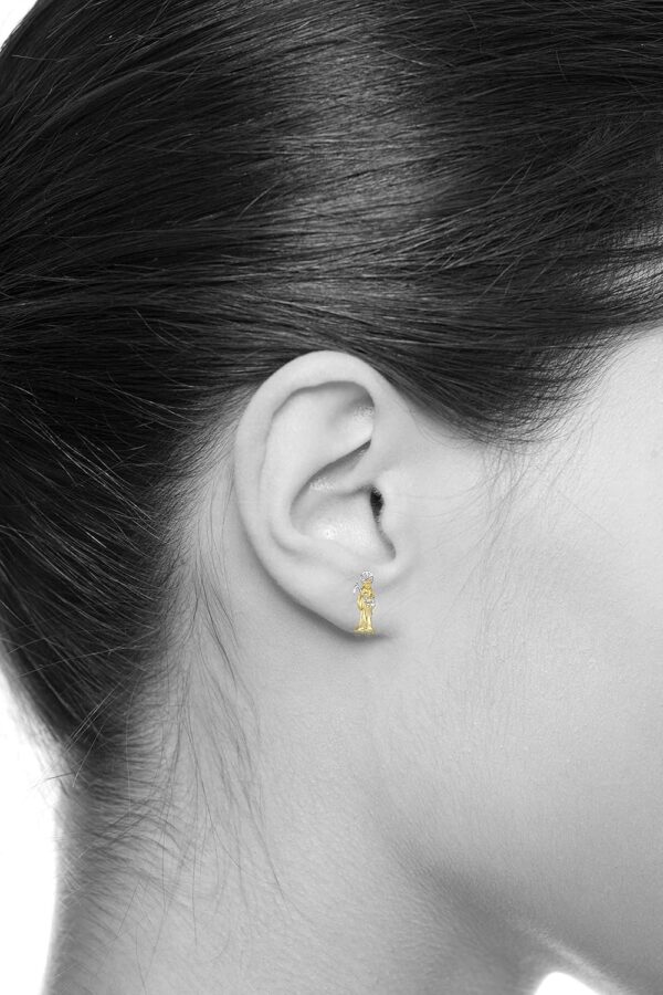 Wellingsale Ladies 14k Tri 3 Color Gold Polished Santa Muerte Earrings - Image 2